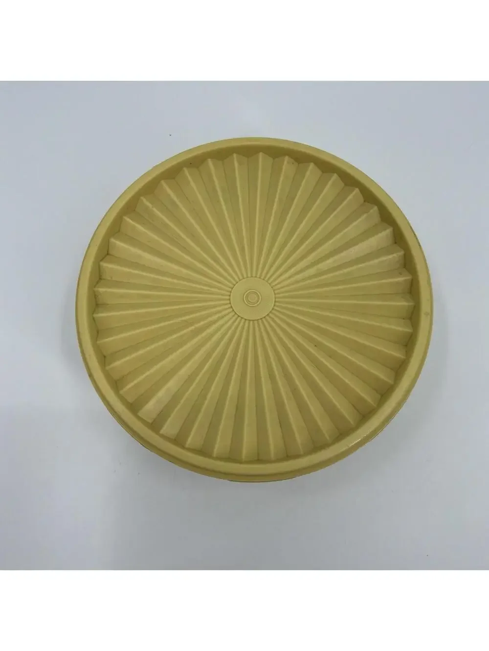 Vintage Tupperware Yellow Starburst Sunburst Round Storage Container W/ Lid